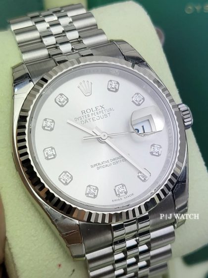 Rolex Datejust 36mm Silver Diamond Dial Watch Ref.116234