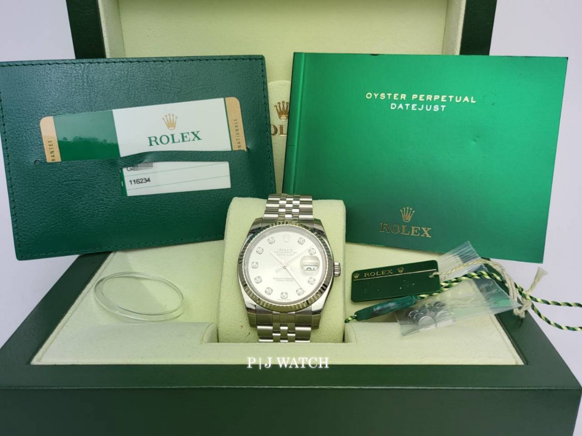 Rolex Datejust 36mm Silver Diamond Dial Watch Ref.116234-3