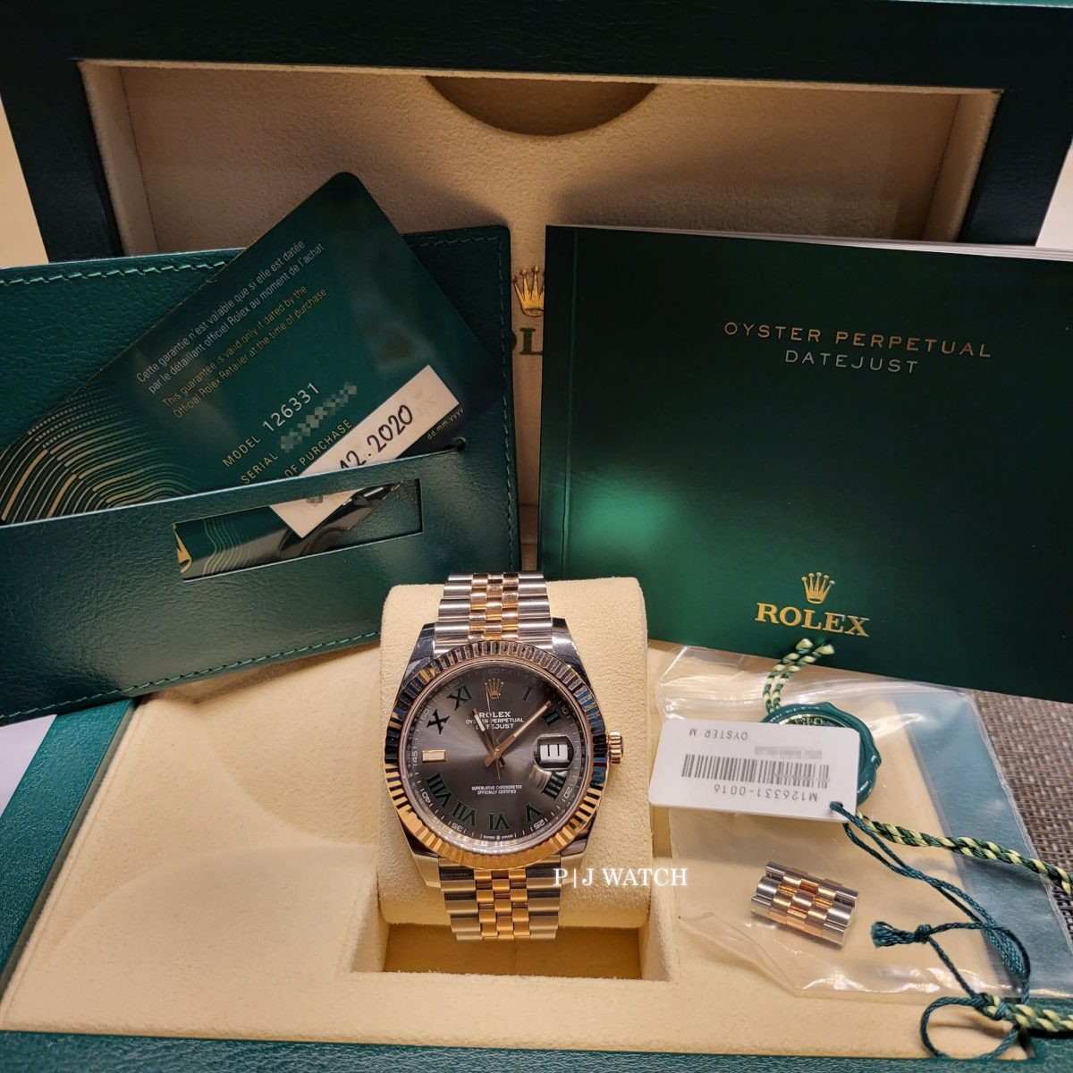 Rolex Datejust 41mm Green Roman Numeral Men's Watch Jubilee Bracelet Ref.126331-2