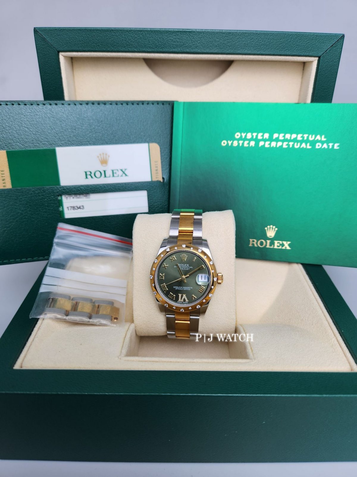 Rolex Datejust 31mm Green Dial Oyster Bracelet Women's Watch Ref.178343-2