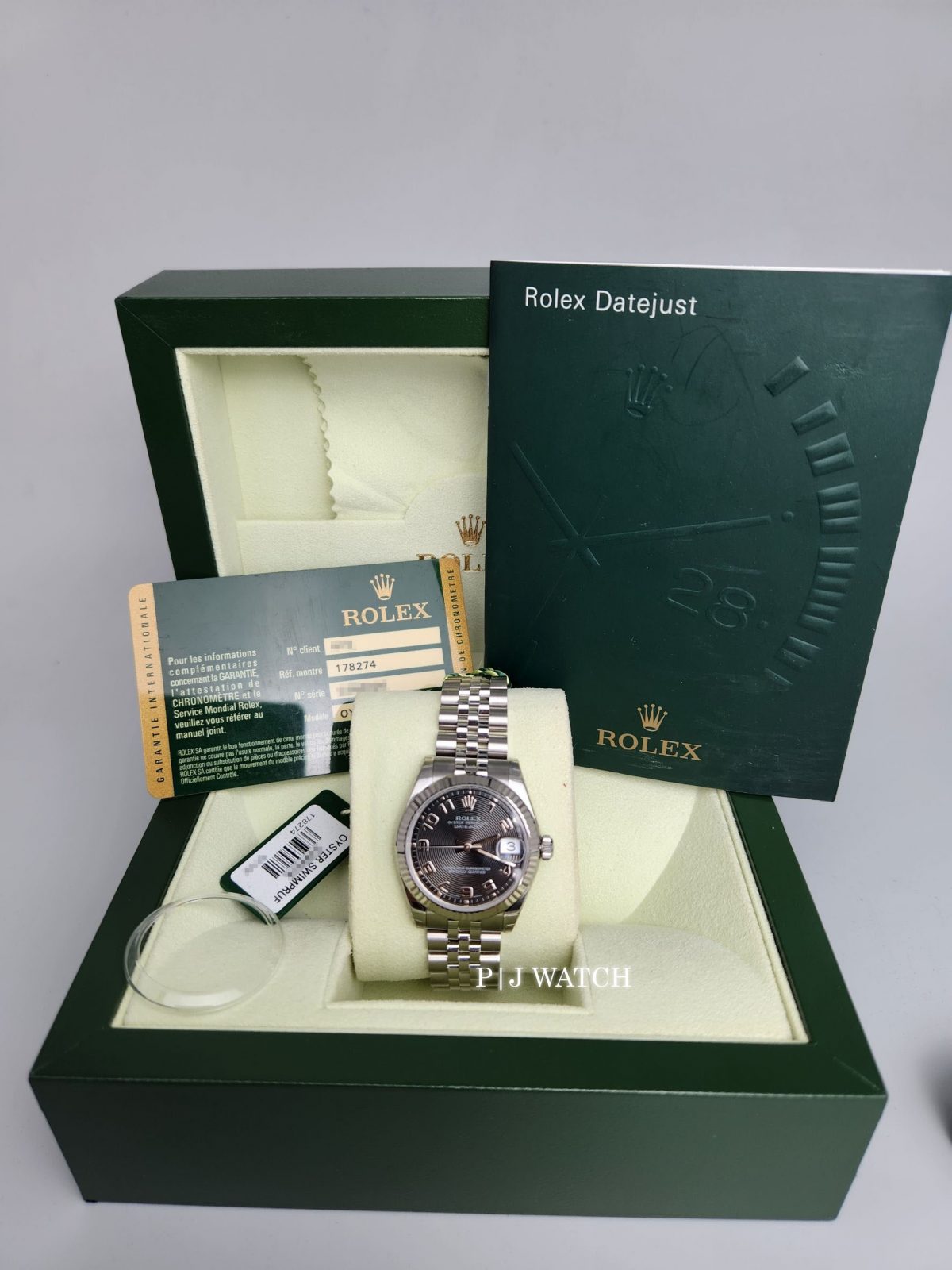 Rolex Datejust 31mm Stainless Steel & White Gold Concentric Circle Black Dial Ref.178274-2