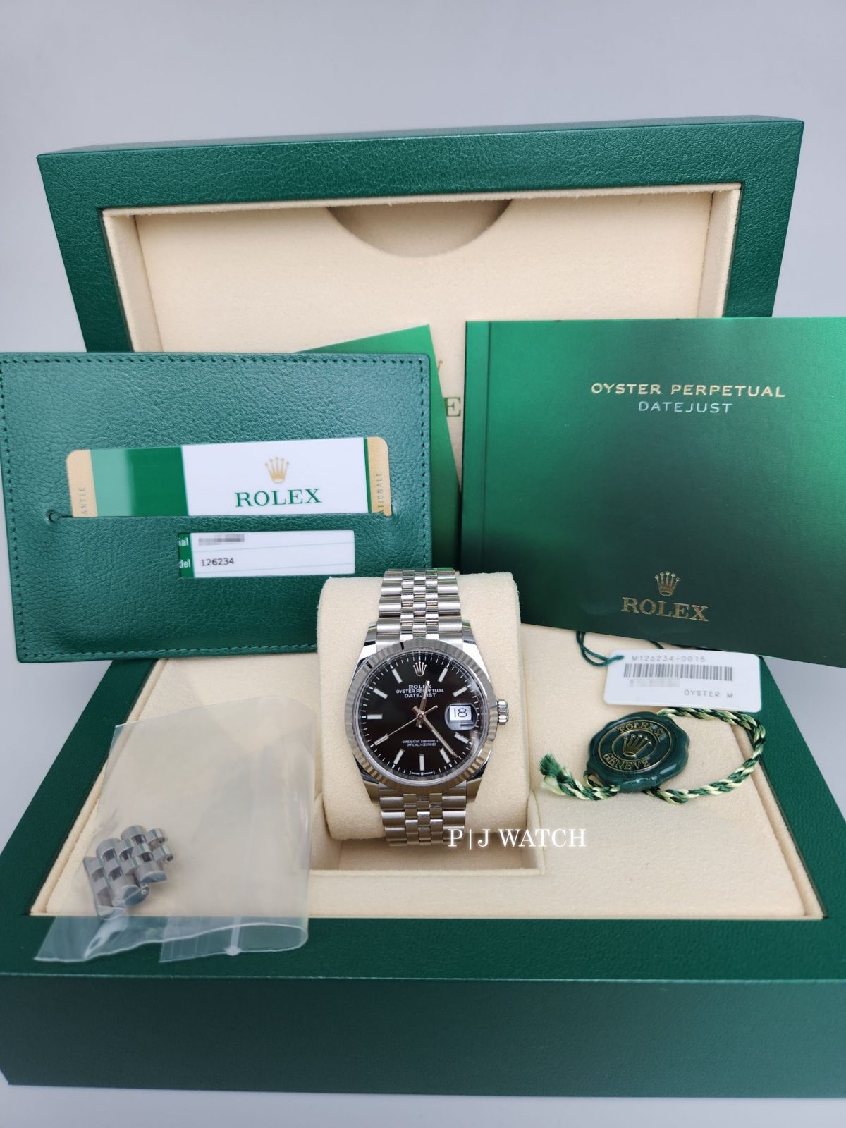 Rolex Datejust 36mm Black Dial Jubilee Bracelet White Gold Bezel Ref.126234-2