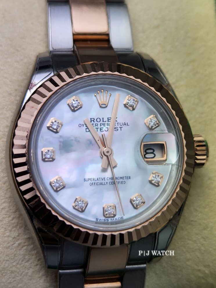 Rolex Lady-Datejust 28mm Mother of Pearl Diamond Gold & Steel Watch Ref.279171