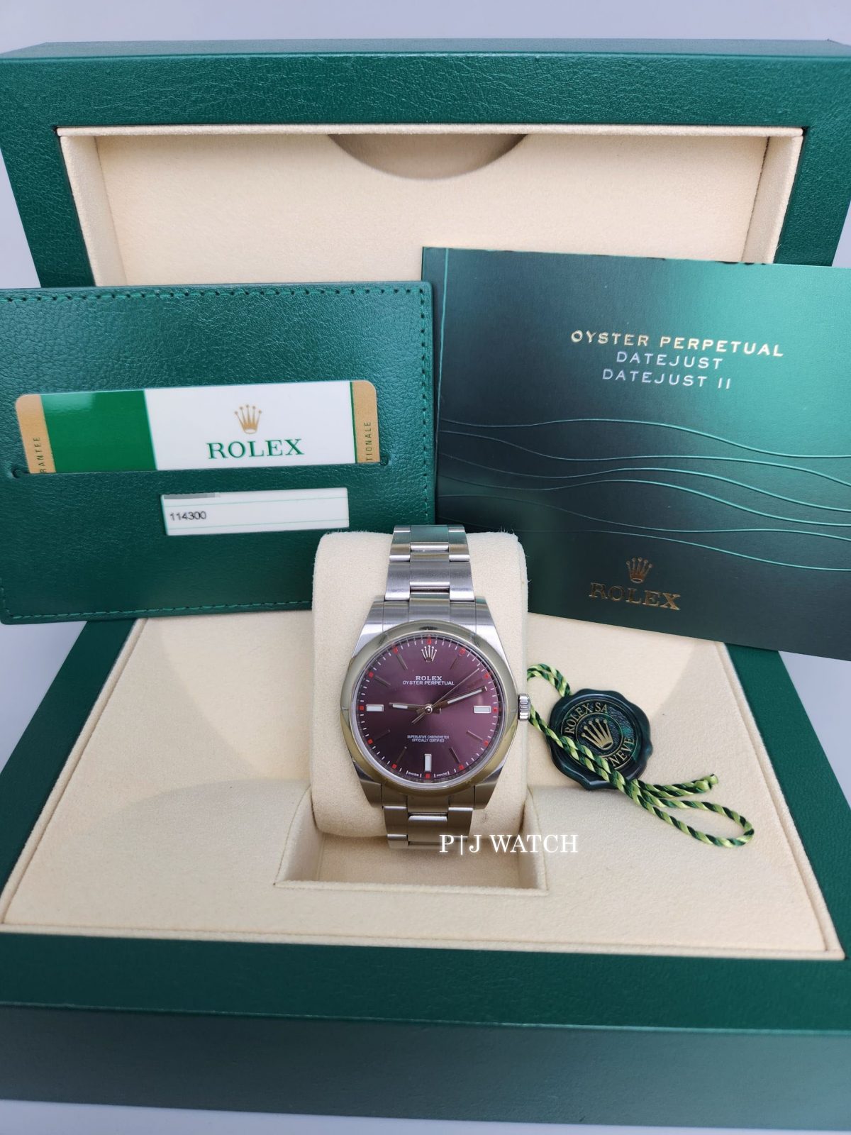 Rolex Oyster Perpetual 39mm Red Grape Dial Steel Men's Watch Ref.114300-2