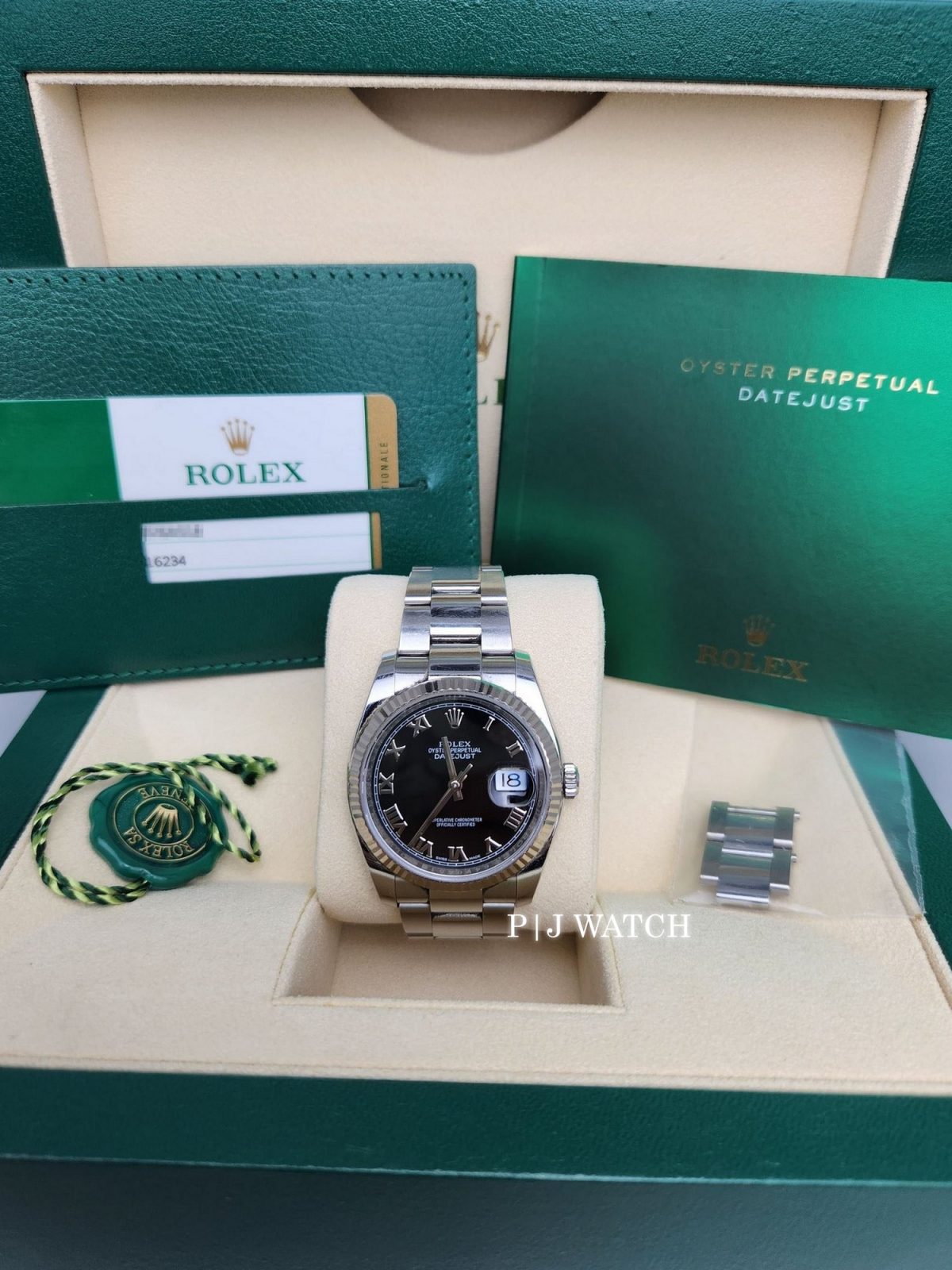 Rolex Datejust 36mm Roman Numeral Black Dial Ref.116234-2