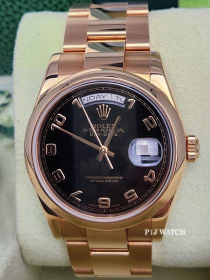 Rolex Day-Date 36mm 18k Rose Gold Black Dial Ref.118205