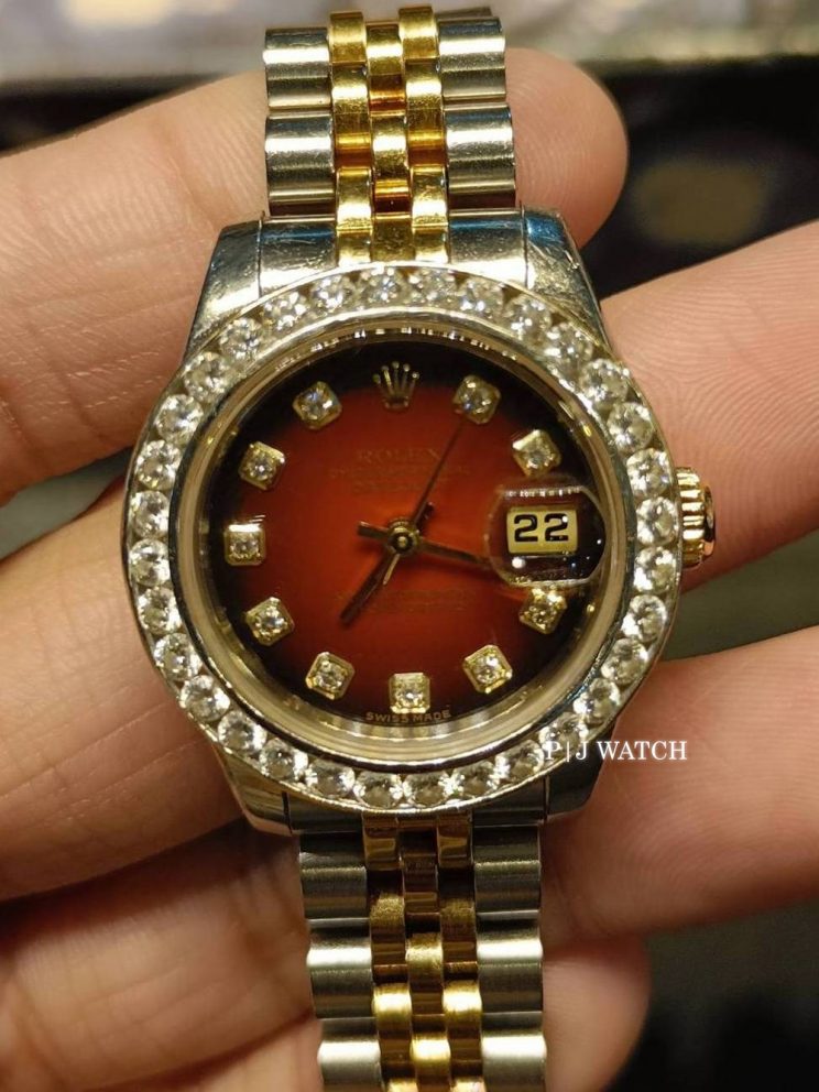 Rolex Datejust 26mm Vignette Red Diamond Dial Ref.79173