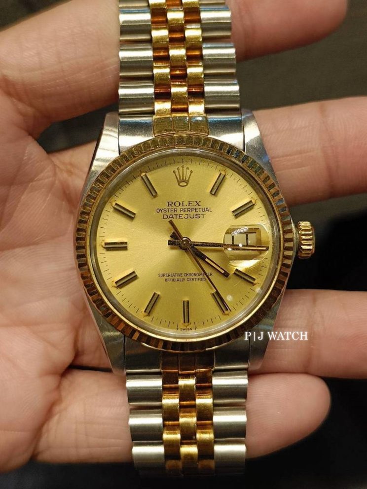 Rolex Datejust 36mm Champagne Dial Gold & Steel Unisex Watch Ref.16013