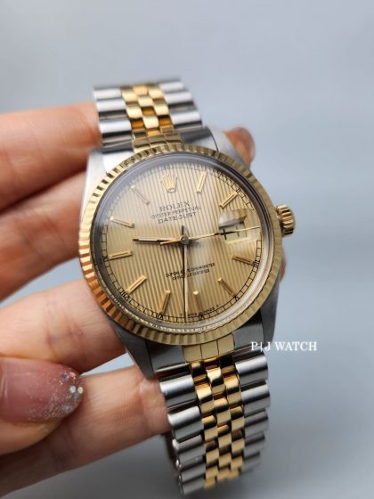Rolex Datejust 36mm Stainless Steel Champagne Tapestry Dial Ref. 16013