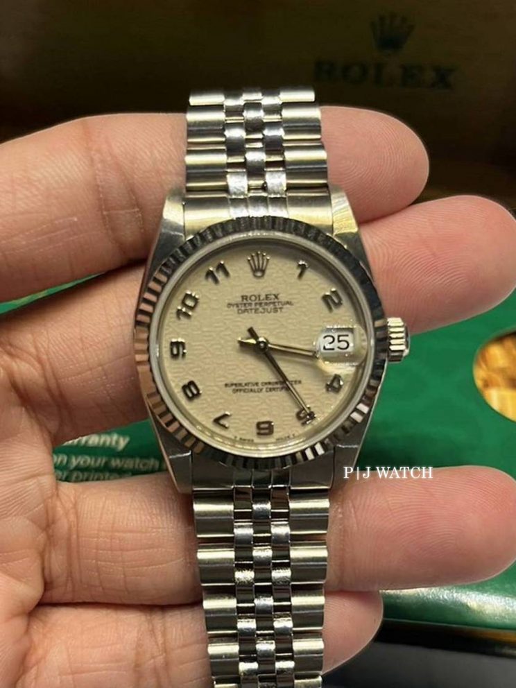 Rolex Datejust 36mm Steel White Gold Anniversary Arabic Dial Ref.16234