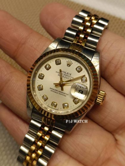 Rolex Lady Datejust 26mm Two-Tone White Diamond Dial Ref.69173