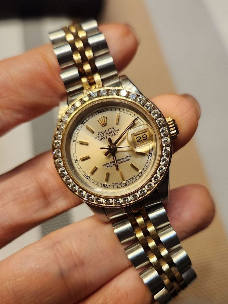 Rolex Lady-Datejust 2Tone Champagne Dial 18k Yellow Gold & Steel Ref.69173