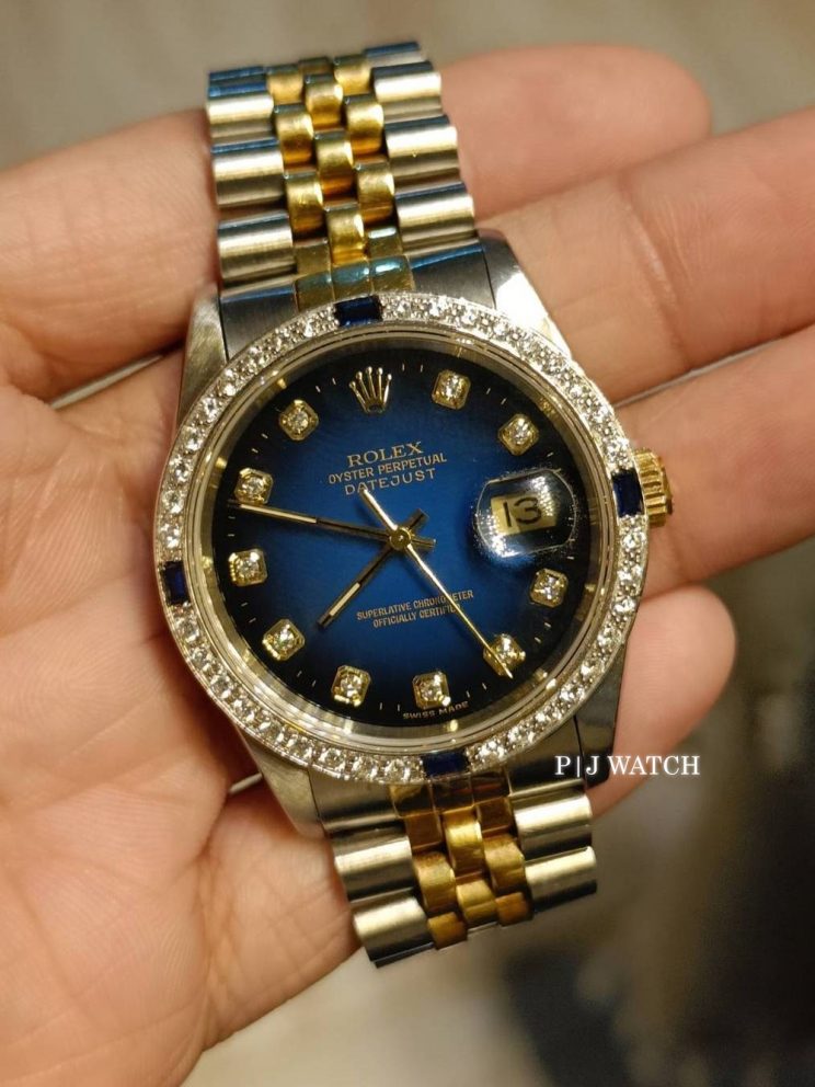 Rolex Datejust 36mm Big Diamonds Blue Vignette Dial Ref.16233