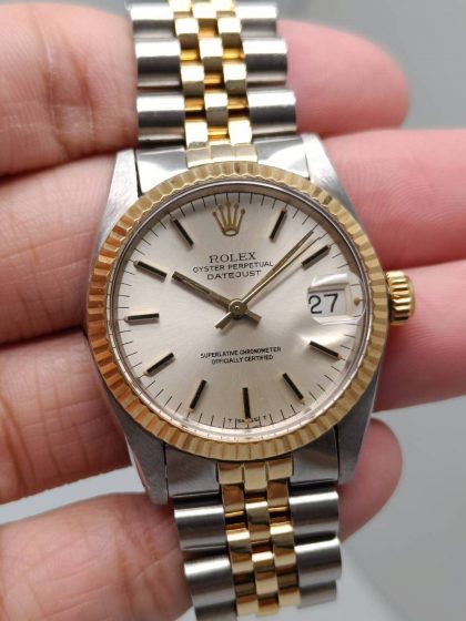 Rolex Datejust 36mm Rose Gold & Steel Silver Dial Ref.16013