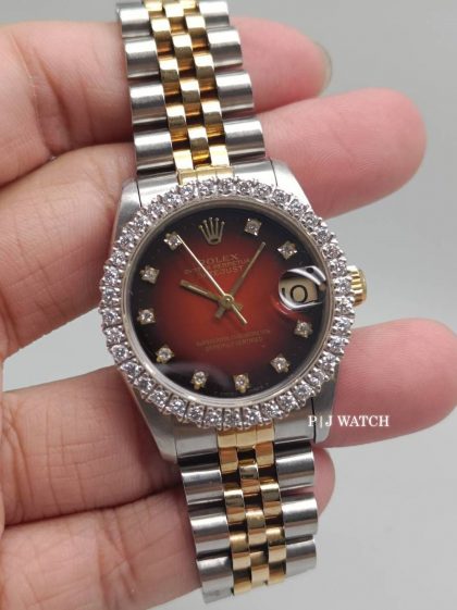 Rolex Lady Datejust 26mm Red Vignette Dial Ref.69713
