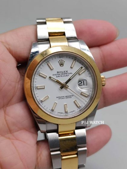 Rolex Datejust 41mm Two-Tone Smooth Bezel White Index Dial Ref.126303