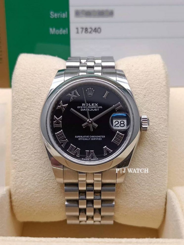 Rolex Datejust 31mm Black Dial Stainless Steel Ref.178240