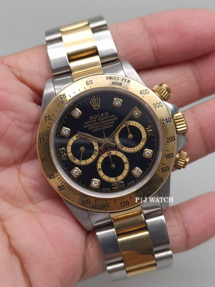 Rolex Daytona Zenith Yellow Gold and Stainless Black Dial Ref.16523