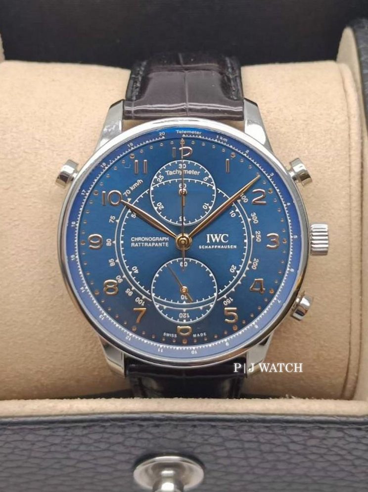 IWC Portuguese Chrono-Rattrapante Stainless Steel Blue Dial Ref. IW317122