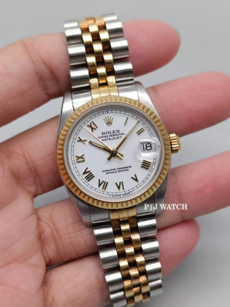Rolex Datejust 31mm Two Tone White Roman Numeral Dial Ref.68273