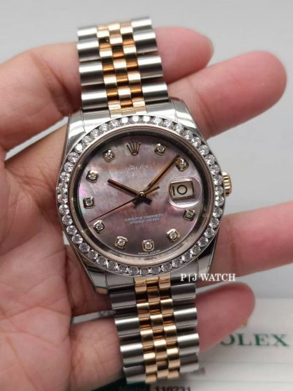 Rolex Datejust 36mm 18k Everose Gold & Steel MOP Black Dial Ref.116231
