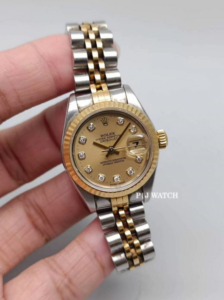 Rolex Lady Datejust 26MM Champagne Diamond Dial Ref.79173