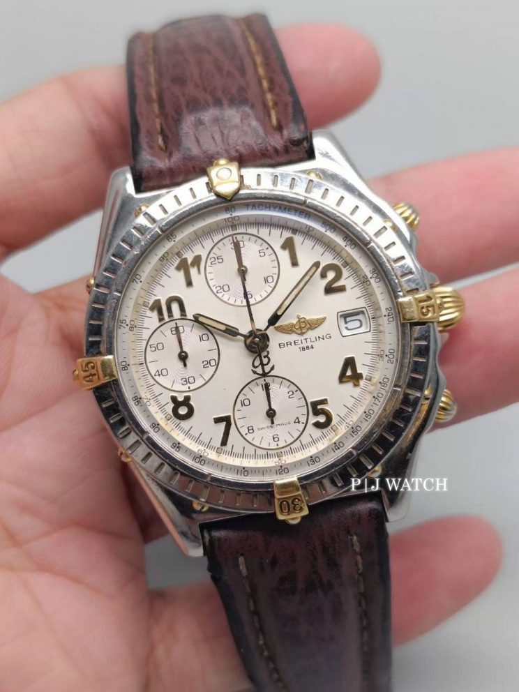 Breitling Chronomat 39mm Bi Color Date White Dial Ref.B13050.1