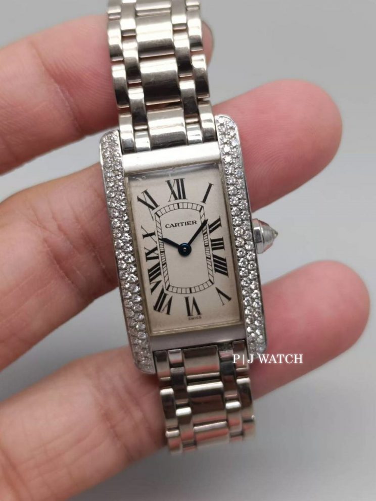 Cartier Tank Americaine Quartz Diamond White Dial Ladies Watch Ref.1713