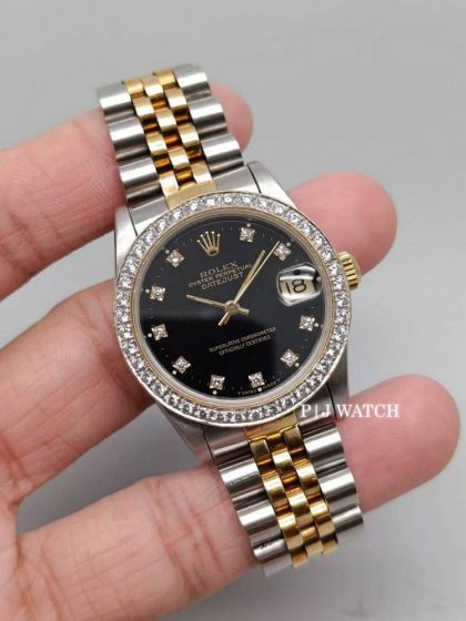 Rolex Datejust 31mm 2Tone Black Diamond Dial Ref.68273