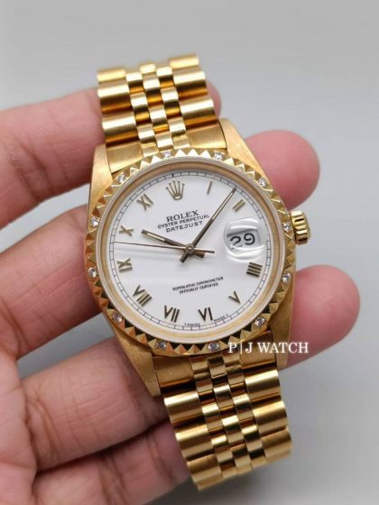 Rolex Datejust 36mm Yellow Gold 18k Jubilee White Roman Dial Ref.16238