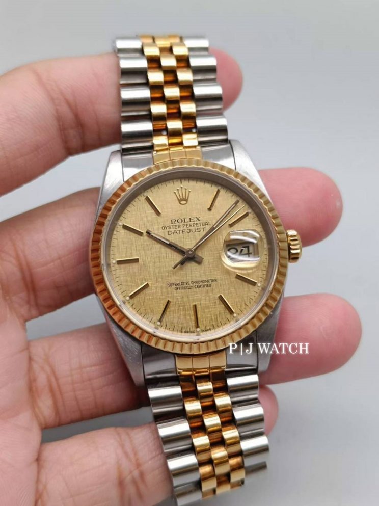Rolex Datejust Vintage 36mm Champagne Linen Dial Ref.16013