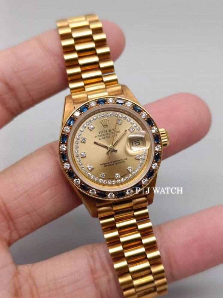 Rolex Lady-Datejust 26mm President Champagne Diamond Dial Ref.69178