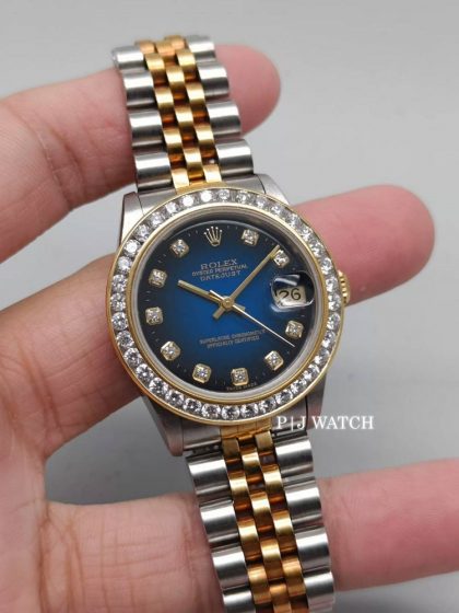 Rolex DateJust 31mm 2Tone Blue Vignette Factory Diamond Dial Jubilee Ref.78273