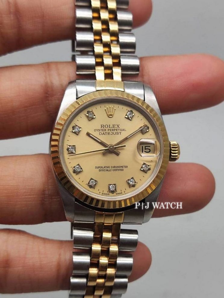Rolex Datejust 31mm Steel & Yellow Gold 18k Champagne Diamond Dial Ref.68273