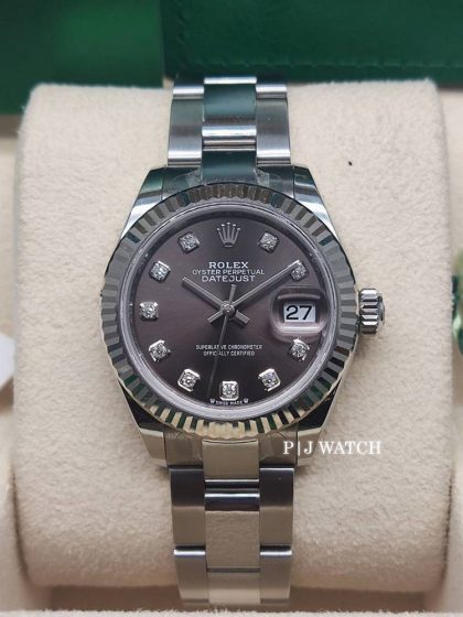Rolex Lady-Datejust 28mm Dark Grey Diamond Dial Ref.279174