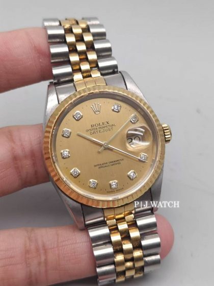 Rolex Datejust 36mm 2Tone Champagne Diamond Dial Ref.16233