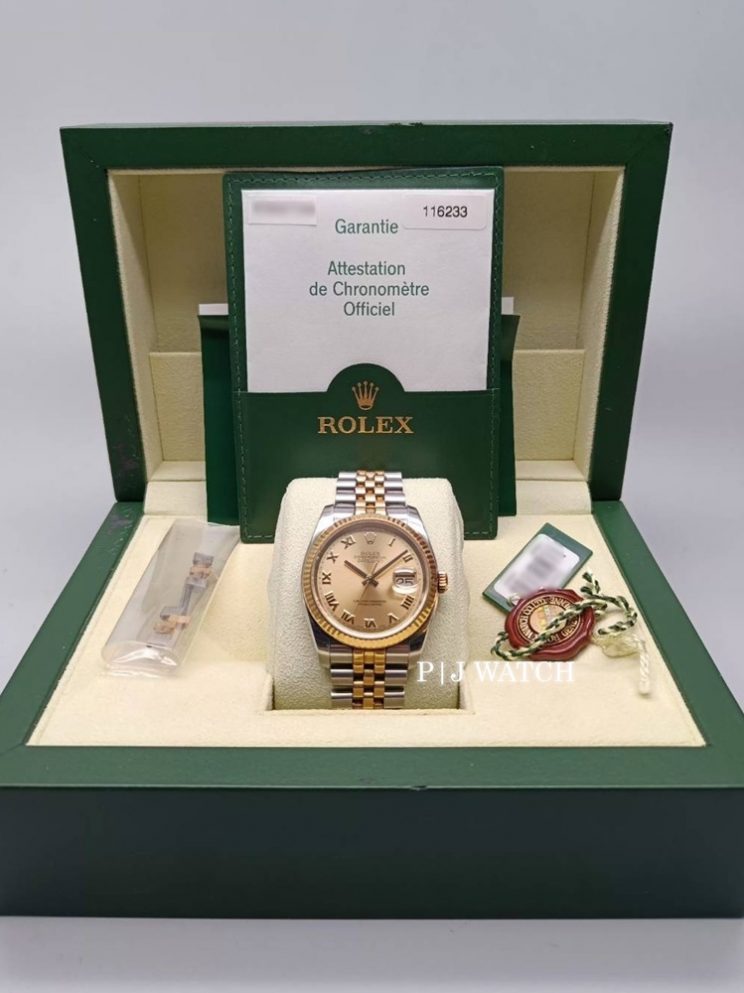 Rolex Datejust 36mm Champagne Roman Dial Ref.116233