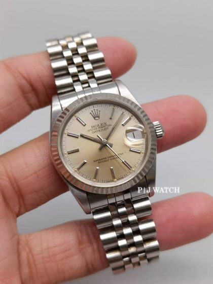 Rolex Datejust 36mm Silver Dial White Gold Bezel Ref.16014