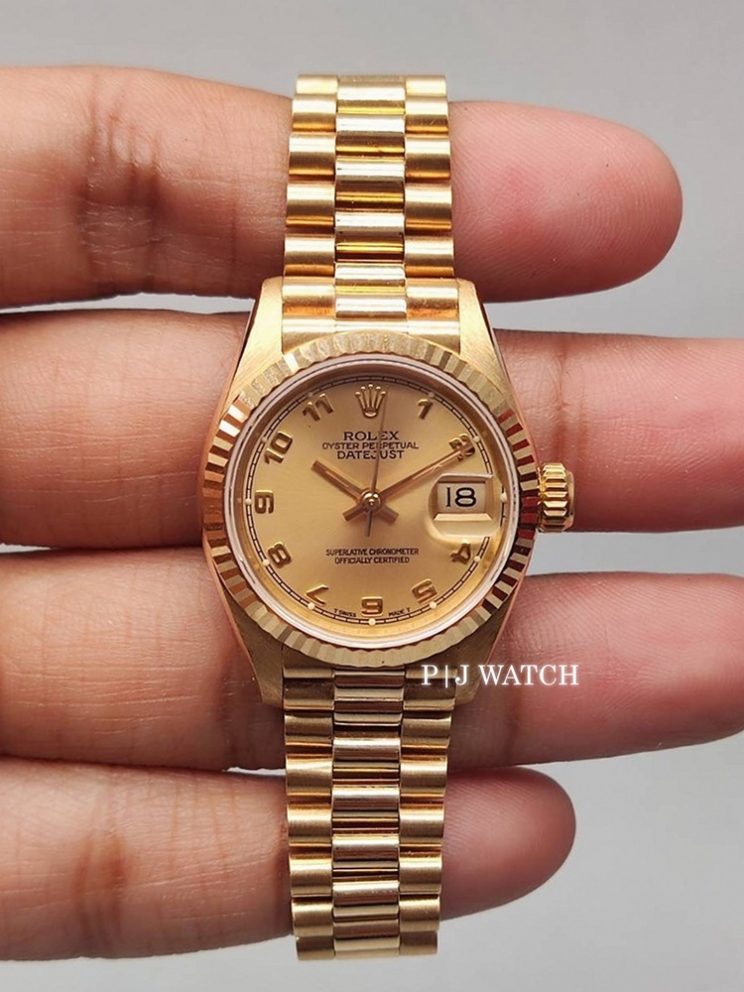 Rolex Lady-Datejust 26mm President Yellow Gold Arabic Numural Dial Ref.69178