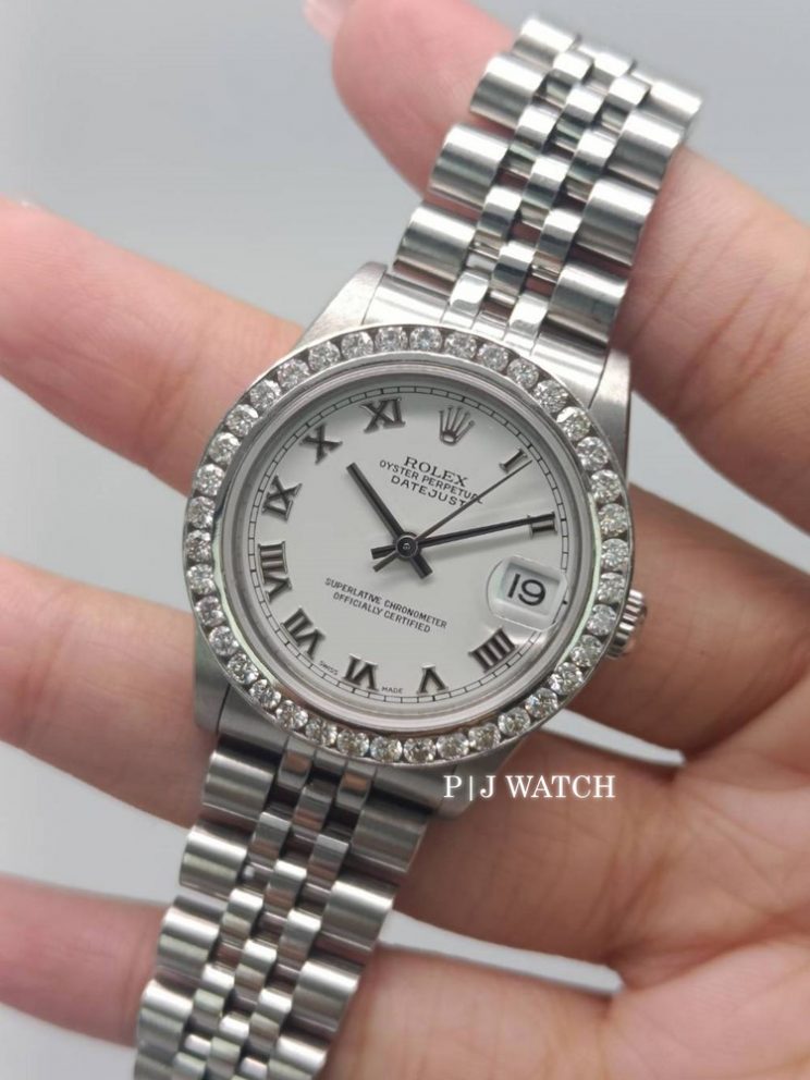 Rolex Lady-Datejust 26mm SS & White Gold White Roman Dial Ref.69174