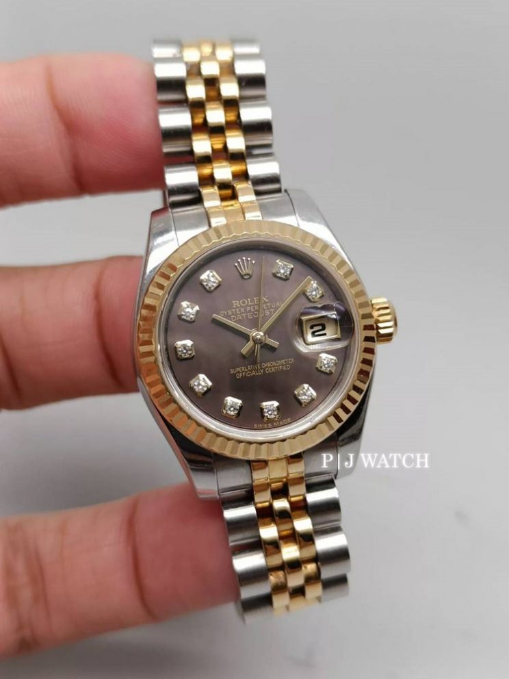 Rolex Lady-Datejust 26mm Steel & Rose Gold Black Mother of Pearl Dial Ref.179171