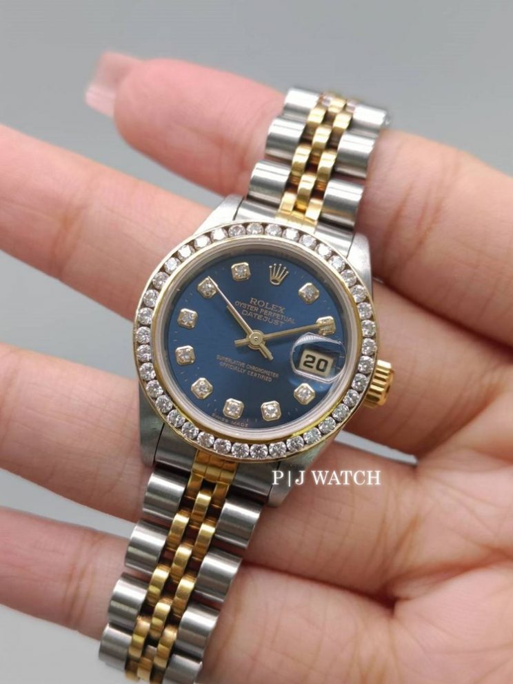 Rolex Lady-Datejust 26mm Two-Tone Blue Diamond Dial Ref.79173