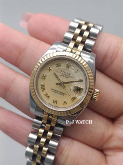 Rolex Lady-Datejust 26mm Two-Tone Myriad Pearl Roman Dial Ref.79173