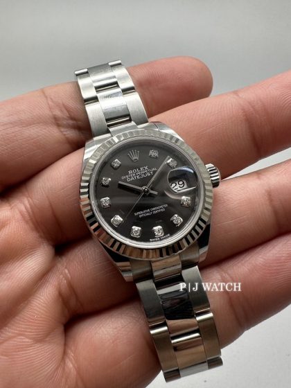 Rolex Lady-Datejust 28mm Oystersteel Black Dial Oyster Bracelet Ref.279174