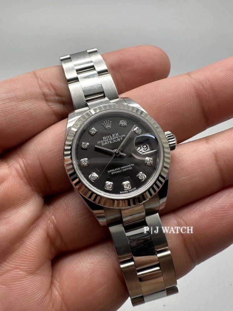 Rolex Lady-Datejust 28mm Oystersteel Black Dial Oyster Bracelet Ref.279174