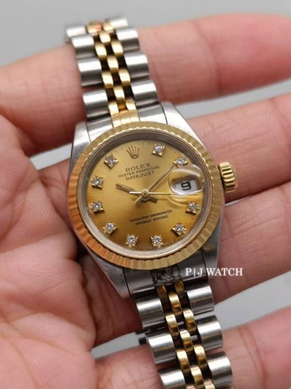 Rolex Datejust 26mm 2Tone Champagne Diamond Dial Ref.69173