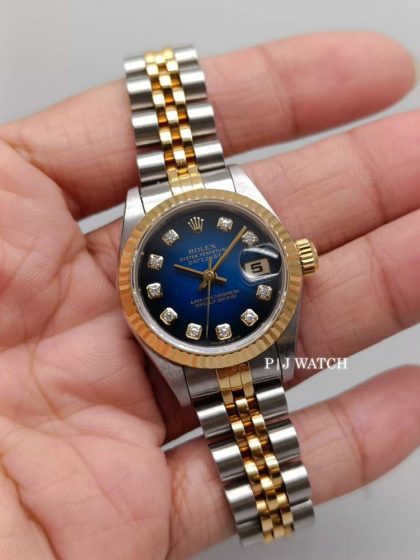 Rolex Lady-Datejust 26mm Blue Vignette Diamond Dial Ref.179173