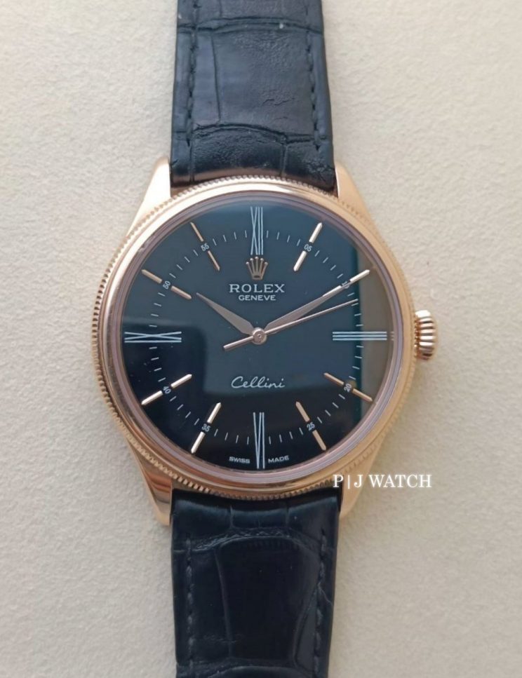 Rolex Cellini Time Black Dial Men's Watch Ref.50505