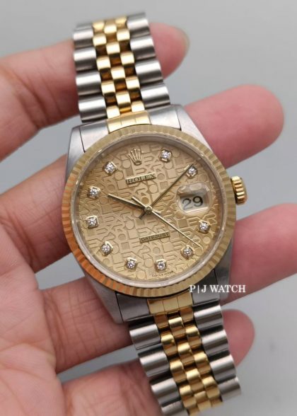 Rolex Datejust 36mm 2Tone Yellow Gold Diamond Dial Ref.16233