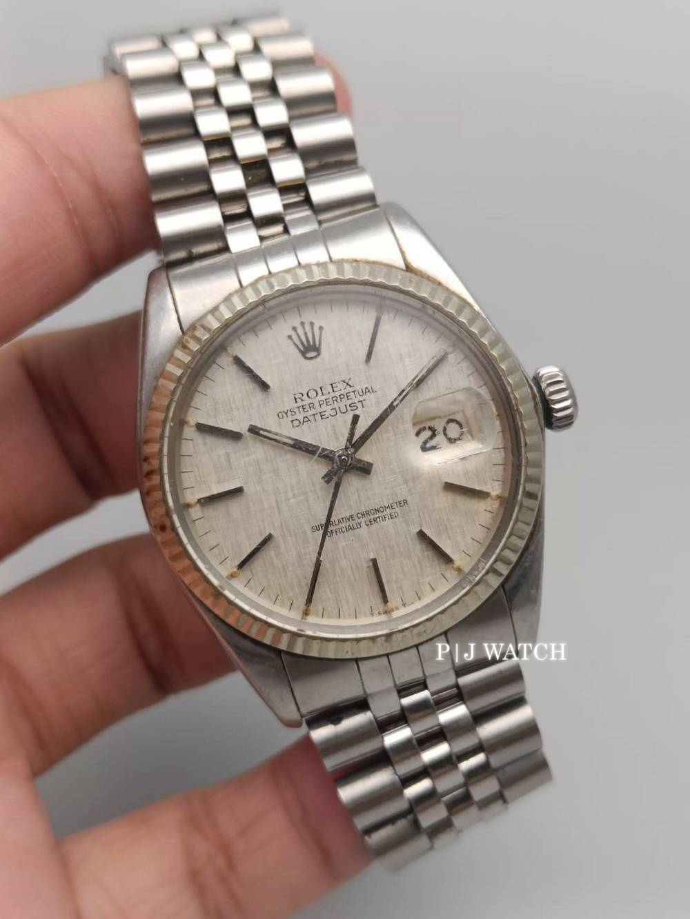Rolex Datejust 36mm Silver Linen Dial Vintage Watch Ref.16014